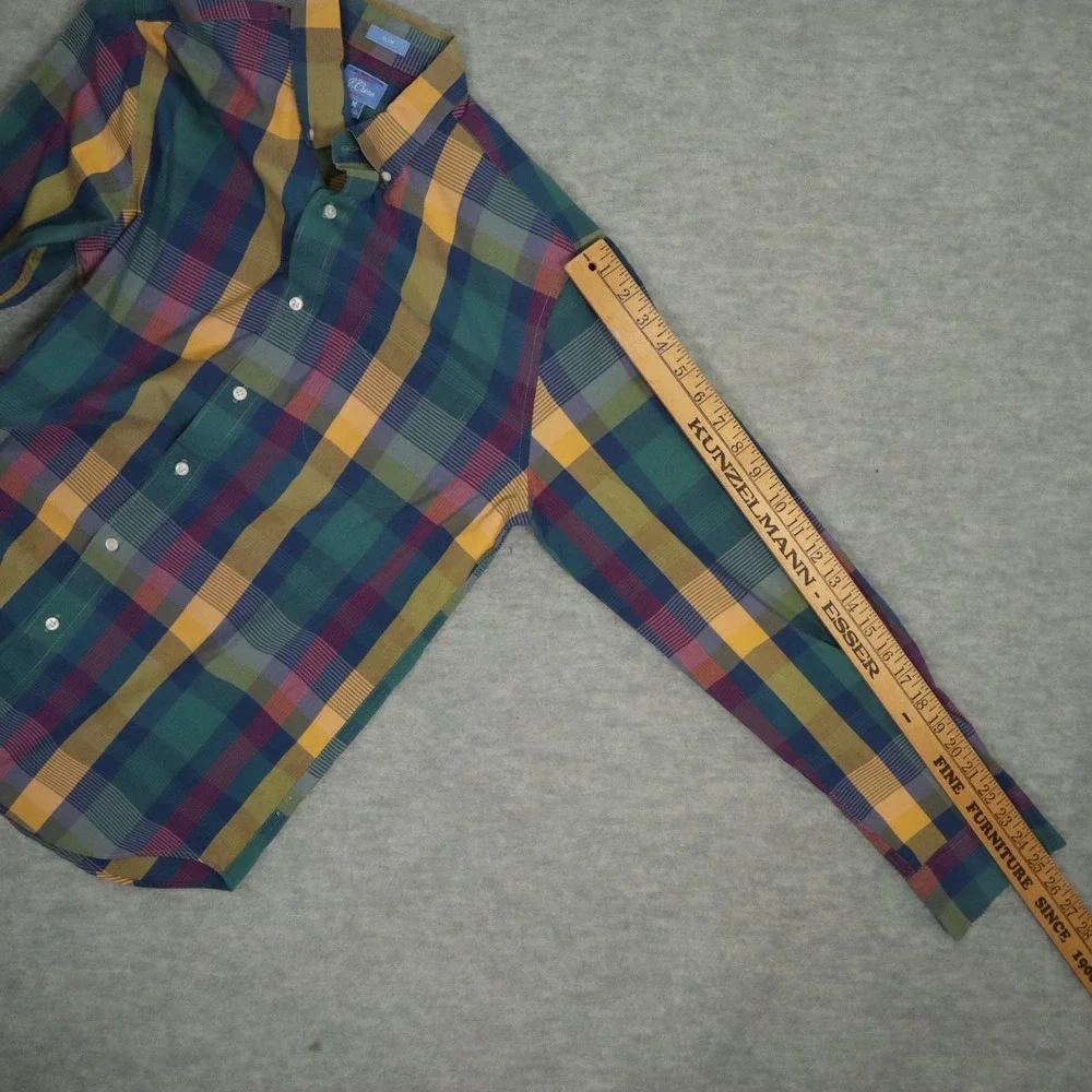 J.Crew Secret Wash Madras Plaid Stretch Cotton Shirt M Slim Fit Madagascar‎